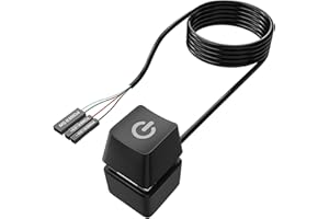 ihohi PC Power Button Extension, 1PC Desktop On Off Control Computer Remote pc power switch Button Supply Cable with 1.65M length Extension Blue LED Light