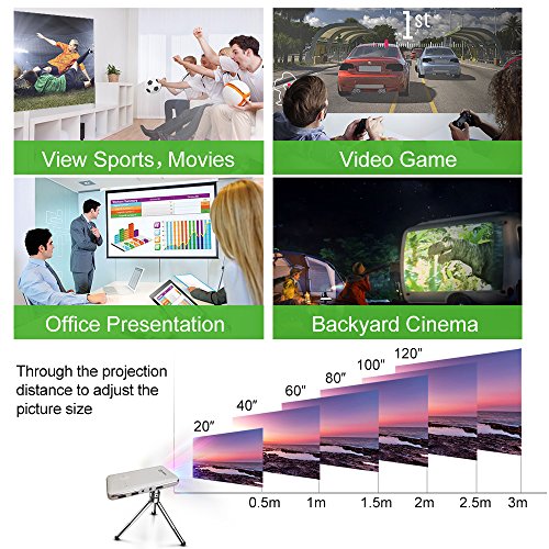 Aodin LED Android Pico Cinema Mini Projector,DLP Wireless AirPlay Bluetooth Wifi HDMI Input Keystone Correction Support HD 1080P Video Pocket Projector for Phone【UK Model with English Instruction】