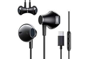 New bee Cuffie USB C per Samsung Galaxy S23 Ultra S22 S21 FE S20 Z Flip 3 Fold 4 A53 A54 Cuffie Type C con Microfono Hi-Fi Stereo Auricolari USB C In-Ear con Filo per iPhone 15, Google Pixel 8 7(Nero)