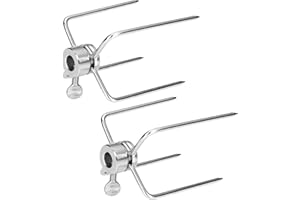 NAIZY Fleischklammer für Drehspieß Zubehör 2er Set Rostfrei Edelstahl Fleischnadel mit Feststellschraube für Drehspieß, Hähnchen, Schaschlik und vieles mehr