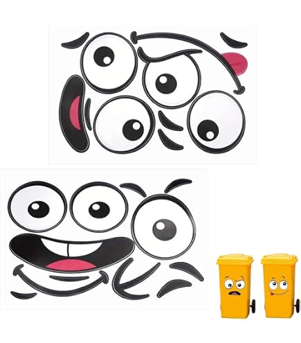 Autocollants Yeux Cartoon Pour Voiture, Mur, Frigo - Lot De 4 - Design Amusant - PVC Imperméable - Déco Enfant