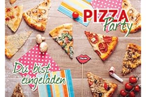 JuNa-Experten 10 Einladungskarten zum Geburtstag /Pizza-Party/ Pizzaessen/ schöne und Bunte Einladungen