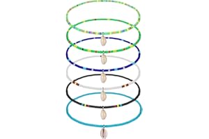 KINBOM 6pcs Bracelets de Cheville Perle Faits à la Main avec Breloque Coquillage, Multicolores Élastiques Bracelets Bohèmes Bracelet de Cheville Bohème en Perles pour Femmes Filles