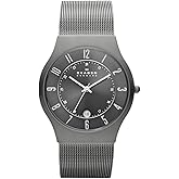 Skagen Orologio Signatur per Uomo, Movimento al quarzo a tre lancette con cinturino in acciaio inossidabile, 40 mm, Argento e rosso