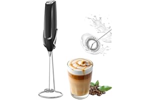 JIMYIU Milk Frother Handheld with Stand, Battery-Operated Electric Foam Maker Frother Wand, Whisk Drink Mixer & Foamer for Coffee, Latte, Matcha, Hot Chocolate