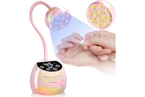 Makartt UV LED Flash Cure Nail Lamp - Gooseneck UV Lamp for Gel Nails Cherie Cordless USB, Professional Nail Dryer with 4 Times & Auto Sensor for Fast Flash Curing Polish Nail Art