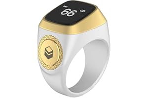 Plesuxfy Bague Intelligente pour Homme - Rappel de prière de Compteur de Bague Islamique,Anneau de Compteur de Doigt électronique Rechargeable pour Hommes Femmes, Prend en Charge Plusieurs Langues