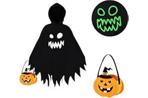 NebulaGlam Geist Umhang Gespenst für Kinder, Gespenst Kostüm, Halloween Kostüm Kinder Mit Leuchtendem für Cosplay Karneval Halloween Fasching Kostüm Party