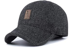 Decorative_ beauty Casquette de Baseball à Visière en Tweed de Laine et Laine d'hiver pour Hommes avec Cache-Oreilles Pliés et Boucle en Métal Plus Chaude