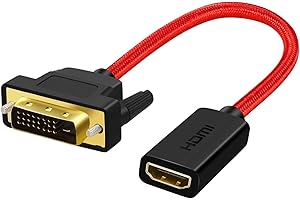 ANNNWZZD Kabel DVI na HDMI, HDMI na DVI, adapter DVI męski na HDMI żeński 15 cm