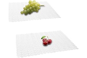 Qulable 2 Stück Küchenspüle-Matte für Edelstahl/Keramikspülen, PVC-umweltfreundliche Schutzfolien für den Boden der Küchenspüle, verstellbar, Punkte-Design, 11.8x15.7 cm (transparent)
