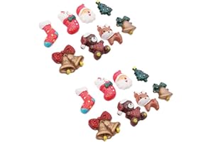 Heallily - Calamite natalizie in vetro per frigorifero con Babbo Natale e campanelle, 16 pz