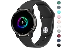 Mugust Armband für Garmin Venu/Venu 2 Plus/Venu Sq/Venu Sq 2 Music für Damen Herren, 20mm Silikon Armbänder Classic Sport Ersatz Uhrenarmband für Garmin Venu Sq 2 Armband, Schwarz