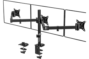 IMtKotW Monitor Halterung 3 Monitore für 17-27 Zoll Flach & Curved Bildschirm, vesa 75 x 75-100 x 100mm 3 Monitor Tischhalterung, 7 kg/arm, Bildschirmhalterung 3 Monitore mit 2 Installationsarten