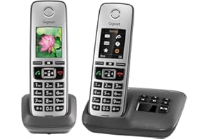 Gigaset FAMILY A Duo - Premium Cordless Home Phone with Answer Machine to Connect all Family Members - Nuisance Call Block, 2 Handsets, Titanum Grey