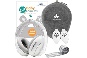Soft Serenity Gehörschutz für Babys 2-in-1mit Etui, Komfortabler und Verstellbarer Lärmschutz für Babys und Kinder bis 4 Jahre, CE-zertifiziert 25 dB Ideal für Schlaf, Reisen und Festivals
