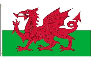KIBON Wales Flag, Welsh Bunting Welsh Flag, 5ft x 3ft with Eyelets