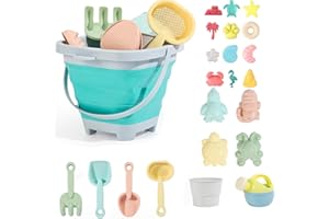 Marypaty Juguetes de Playa Set para Niños, de Juguetes Arena para niña la Playa, 11 Piezas de Playa Conjunto de Juguetes Playa Bebe con Cubo de Arena Plegable (Style A)