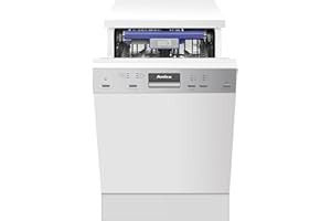 Amica EGSP 14895-1 E Einbau-Geschirrspüler / teilintegrierte Spülmaschine mit Edelstahlblende (ohne Möbelfront) / 45cm Breite / 10 Maßgedecke / 6 Programme / Aquastopp / Besteckschublade