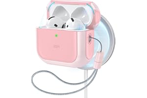 ESR Etui Airpods 4. generacji (2024) (USB-C), kompatybilne z MagSafe, ochrona przed upadkiem za pomocą sznurka, hybrydowe etui, seria Orbit, różowe