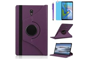 R.SHENGTE Hülle für Samsung Galaxy Tab A 10.5'' 2018 (SM-T590 T595 T597), 360 Grad drehbarer Ständer Smart Schutzhülle,Mit Stylus Pen,Bildschirm Film (Purple)