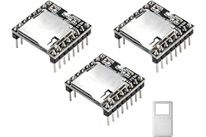 3-delad mini DFPlayer MP3-spelare, ljudmodul för 24-bitars ljuddekoder med DAC, TF-kort upp till , seriell kontroll, kna
