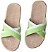 Produktbild Slip auf Hausschuhe Happy Lily rutschfester Zehenöffnung Unisex Paare Sandale Bio Leinen Pantoletten Feuchtigkeitstransport Cool Flachs Schuhe innen-Hausschuhe für Erwachsene, grün