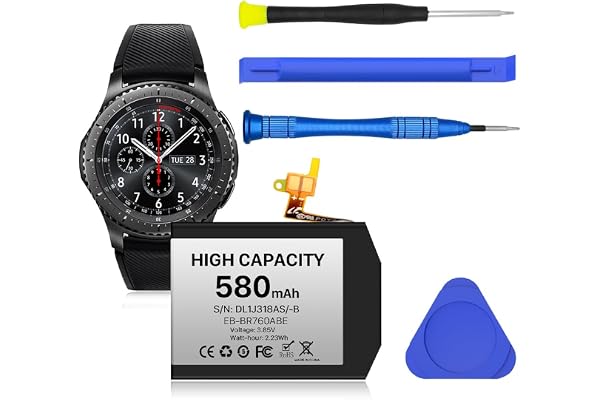 Batteri för Samsung Gear S3 Frontier, uppgraderad 580 mAh superhög kapacitet ersättningsbatteri för Samsung Gear S3 Classic S