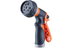 UCGOU Garden Hose Pipe Spray Gun, Hoselock 8 Adjustable Patterns Garden Hose Nozzle, High-Pressure Anti-Slip Water Hose Nozzles Spray Gun for Garden & Lawns Watering, Car & Bike Washing and Pets Bathing