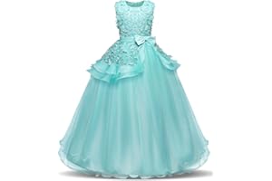 NNJXD Chicas Flor Cordón Princesa Vintage Vestido