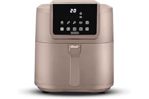 BOURGINI Freidora de Aire con Revestimiento Cerámico Pro, Libre de Químicos (PFAS, C6, PFHxA, PTFE, PFOA y BPA), Formato 35% más compacto, para un hogar sin tóxicos. (8 Litros - Beige)