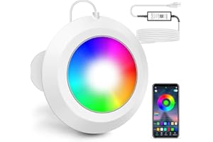 LyLmLe LED Pool Lights, 20W Smart Magnetic Underwater Lights with APP Control, 800lm Dimmable, IP68 Waterproof 12V Nicheless Lights for Aboveground Inground Pools, White