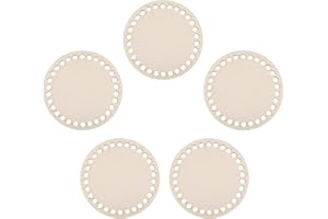 HUATEEN 5 Pcs Round Wooden Crochet Basket Base | 10cm Natural Wooden Base Shaper | DIY Basket Weaving Kit, Crochet Bag Kit Supplies for Craft Projects