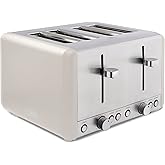 Tower T20051MSH Cavaletto 4-Slice Toaster with Defrost/Reheat, Stainless Steel, 1800W, Latte with Chrome Accents