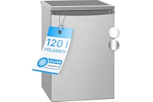 Bomann® Kühlschrank mit Gefrierfach | Kühlschrank klein mit 120L Nutzinhalt | Kühlen 107L & Gefrieren 13L | Fridge mit 3 Türablagen & 2 Glasablagen | wechselbarer Türanschlag | KS 2184.1 inox