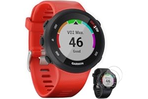 Garmin Forerunner 45 GPS Running Watch 45mm Black (010-02156-05) with Deco Gear Forerunner 45/S Tempered Glass Screen Protector 2-Pack
