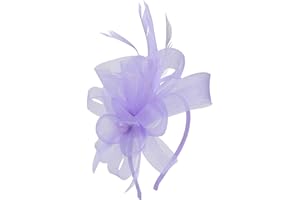 Hotstylezone Bead Loop Feather Fascinator On Headband For Women Wedding Ascot Races (lilac, one size)