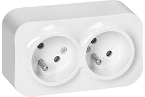 Miratic Gniazdo Elektryczne 2P+Z Podwójne Gniazdo Natykowe do Bezpiecznego i Niezawodnego Użytkowania Kolor Biały 16A/230VAC /IP20 (gniazdo podwójne)