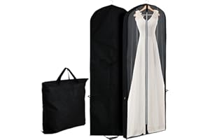 BEISHIDA Borsa porta abiti da sposa da 180 cm, con maniglia per il trasporto, borsa per abiti lunghi, borsa da viaggio per abiti da ballo, abiti da sera, abiti lunghi, nero, 1 pezzo