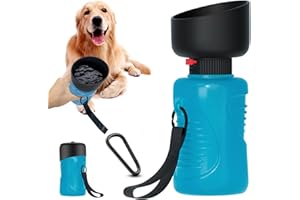 TAUCHGOE Bouteille d'eau pour Chien avec Bol d'eau Pliable Design Anti-Fuite, Gourde pour Chien et Chat avec Passant pour Sac à Dos pour la Vie Quotidienne, Les déplacements, l'extérieur. (500 ML)