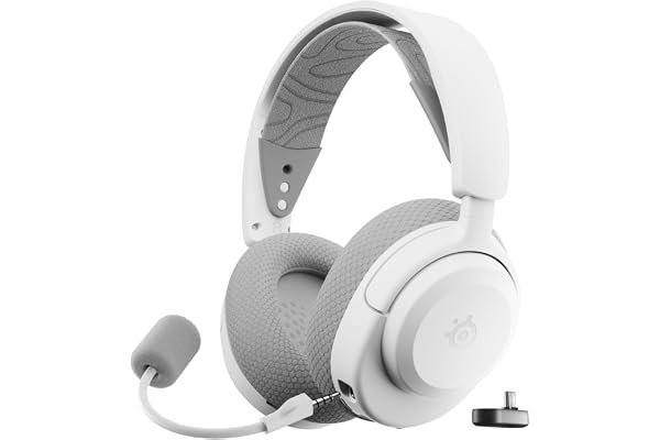SteelSeries Casque Arctis Nova 3P Wireless - Appli Mobile Companion - Batterie 40h - Haut-parleurs magnétiques en néodyme - 2,4 GHz/Bluetooth - Micro détachable - PS5, PS4, PC, Switch, Mobile -Blanc