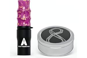 Fly Hookah Galactus – Boquilla Cachimba – Boquillas para Shisha Exclusiva con Resina de colores y láminas doradas – Incluye Cadena para el Cuello y Caja de Acero para Transportar (Morado Dorado)