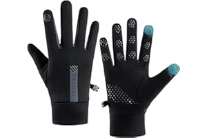 Feithmonic Guanti Invernali Ciclismo Uomo, Impermeabile Touchscreen Pile Caldi, Guanti Termico da Lavoro Donna Antiscivolo Leggero, per Moto Bici Corsa Alpinismo Trekking Guida Jogging, Nero