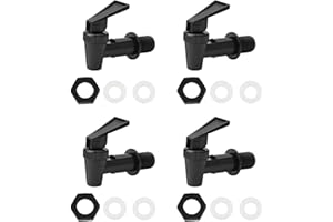 YUECHENGGUI 4 Stück Kunststoff Getränkespender Zapfhahn, Wasserspender Ersatzzapfen, Ersatzhahn geeignet für Kalte und heiße Getränke, Bierfass, Glas, Kaffee, Saft, Trinkbrunnen,Schwarz und Weiß (Black)