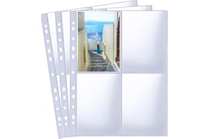 CLKE 30 Pack 120 Pockets A4 Transparent Photocard Sleeves A4 2/3/4 Ring Binder, Photo Album Refill Pages Kpop photocard Binder, 2 Pocket Single Sided Photo Page Protector(31cm*23cm)