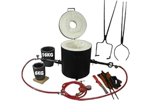 LSMIITTH 16KG Großer Propan-Schmelzofen mit Tiegeln und Tiegelzangen, Gießerei-Klin für Metall Gold Silber Kupfer Aluminium Full Casting Tool Kit