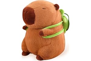 KLIKKOPERS Capibara Peluche - Realista Capybara Peluche - Peluche de Capibara con Mochila de Tortuga, Simulación Carpincho Juguetes, niños y niñas, Peluche y cojín para Juguetes acogedores
