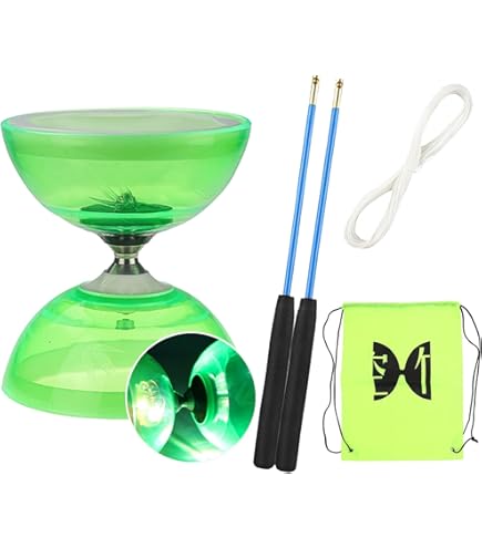 Kit De Diabolo Avec Triple Roulement à Billes – Phosphorescent, Parfait Pour Débutants Et Enfants
