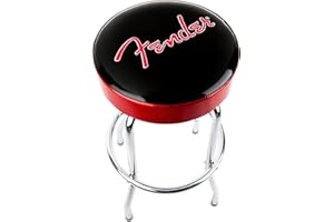 Fender Sgabello, Ideale per i giocatori e fan di Chitarra, con Logo Fender Rosso Scintillante, Imbottito in Schiuma, 30", Nero e Rosso Scintillante