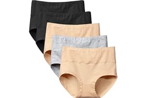 NINGMI Culotte Femme Coton Stretch Slips Taille Haute Ventre Plat sous-vêtements Doux Culotte Gainante Lot de 5